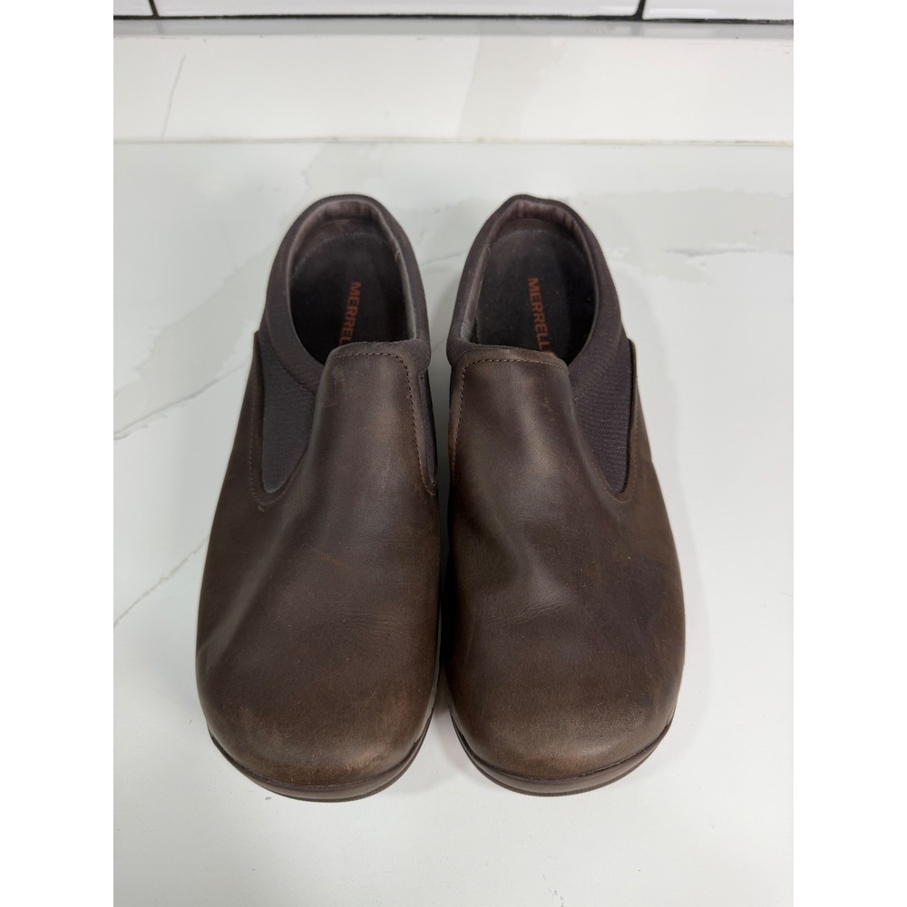 Merrell Encore Q2 Breeze Espresso Brown Leather Slip On Clogs Womens 10.5 J45820